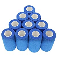 nilo Antiadherente Vendas – 12 Rollos de 5 cm x 4-5 m- Etiqueta Vendaje- elástico Vendaje- Vet Wrap- Deportes Wrap (Azul…